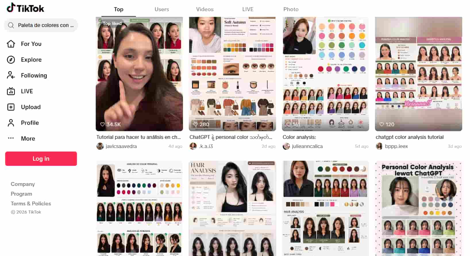 Tendencia viral de paleta de colores con ChatGPT en TikTok
