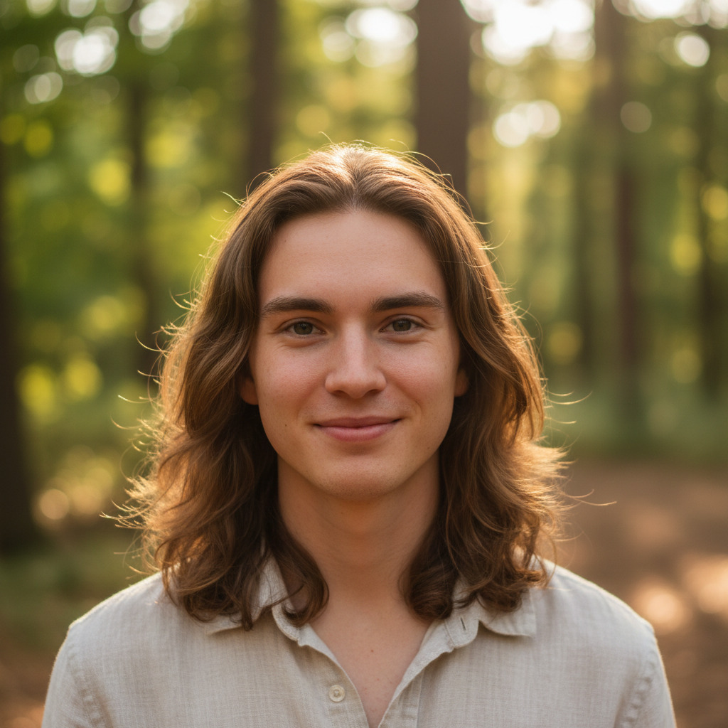 Original portrait photo before chibi cartoon art filter