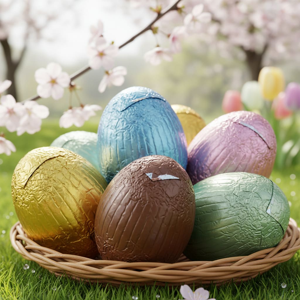 Œufs en chocolat 3D - image IA