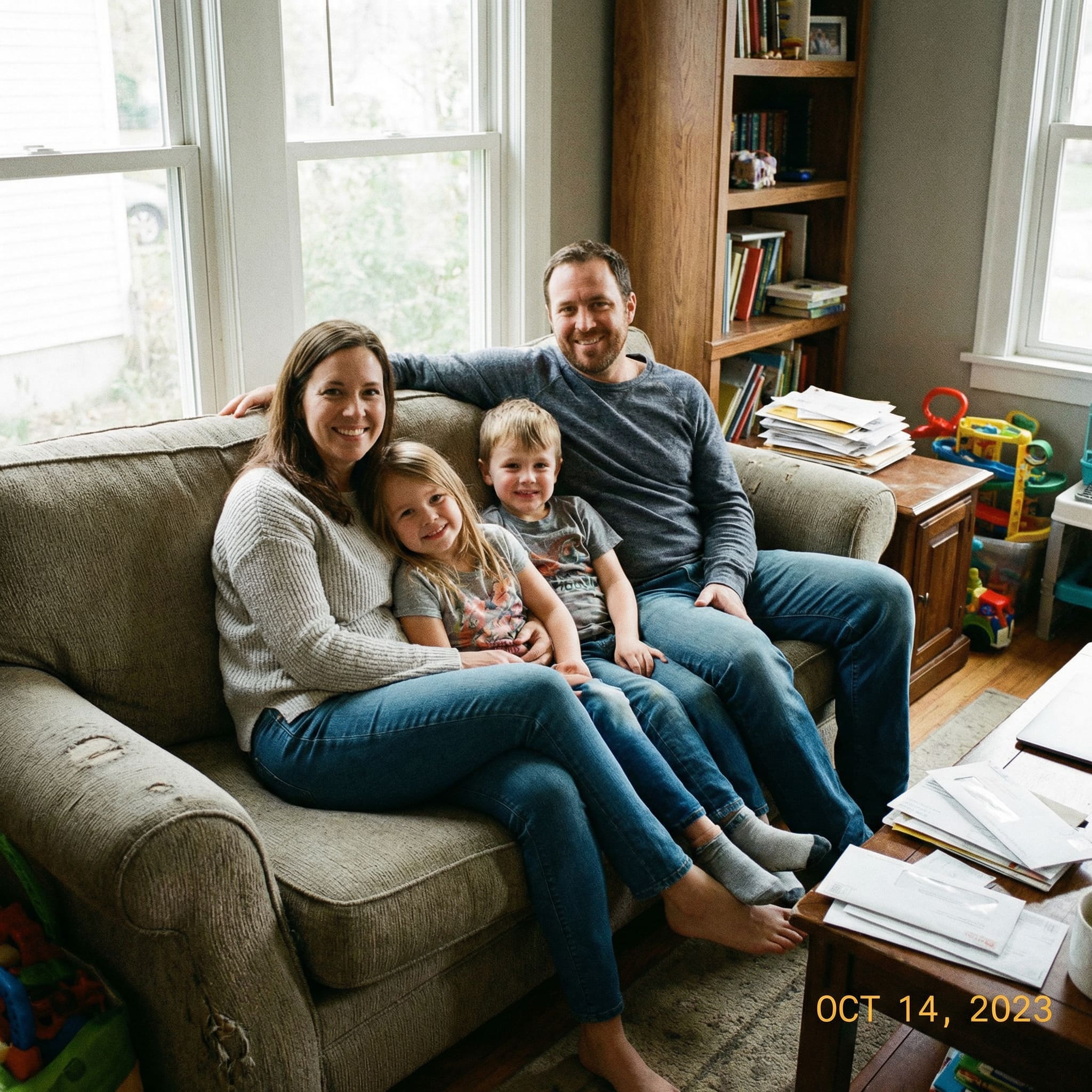 Original family photo before AI Christmas transformation