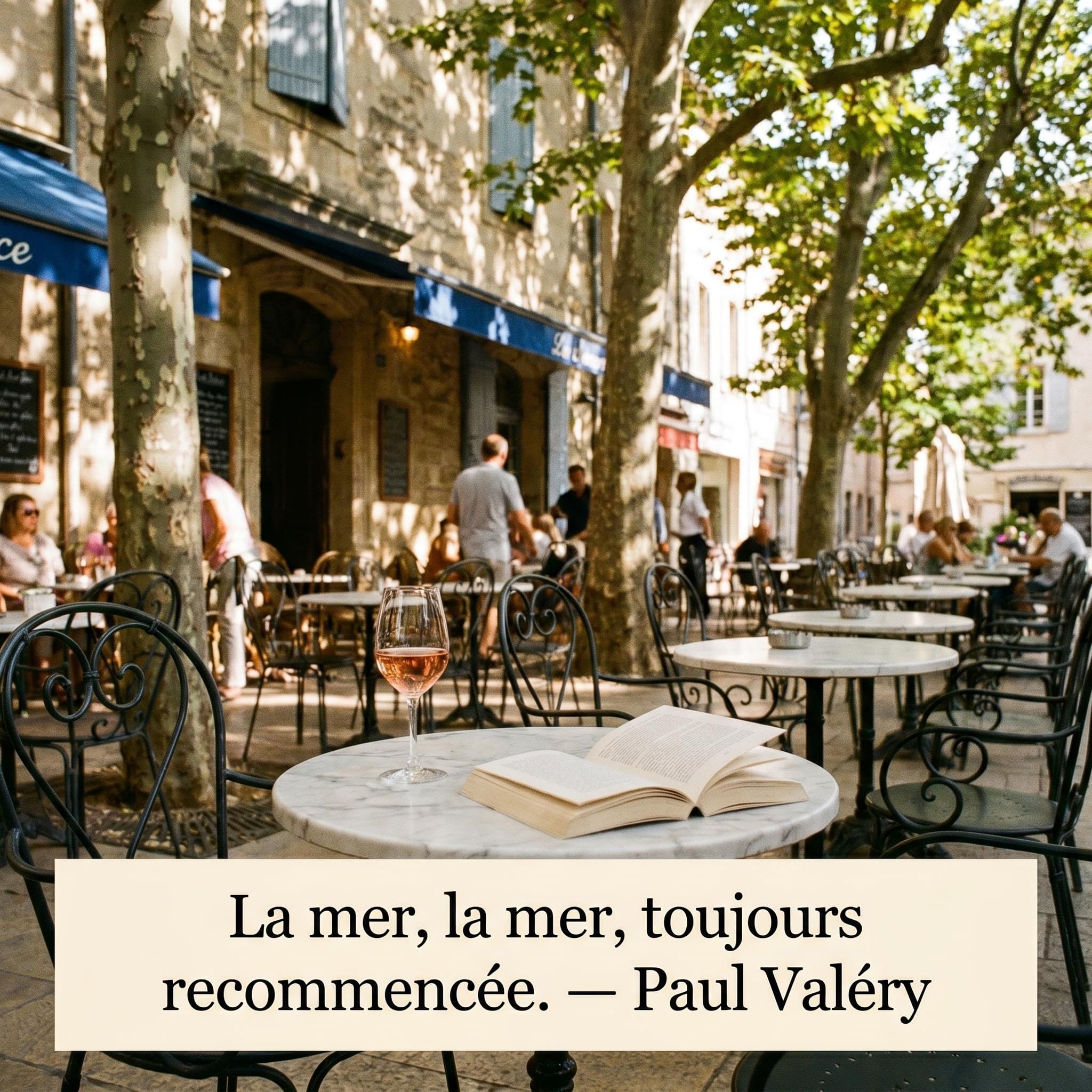 Citation littéraire française sur l'été illustrée avec MyEdit