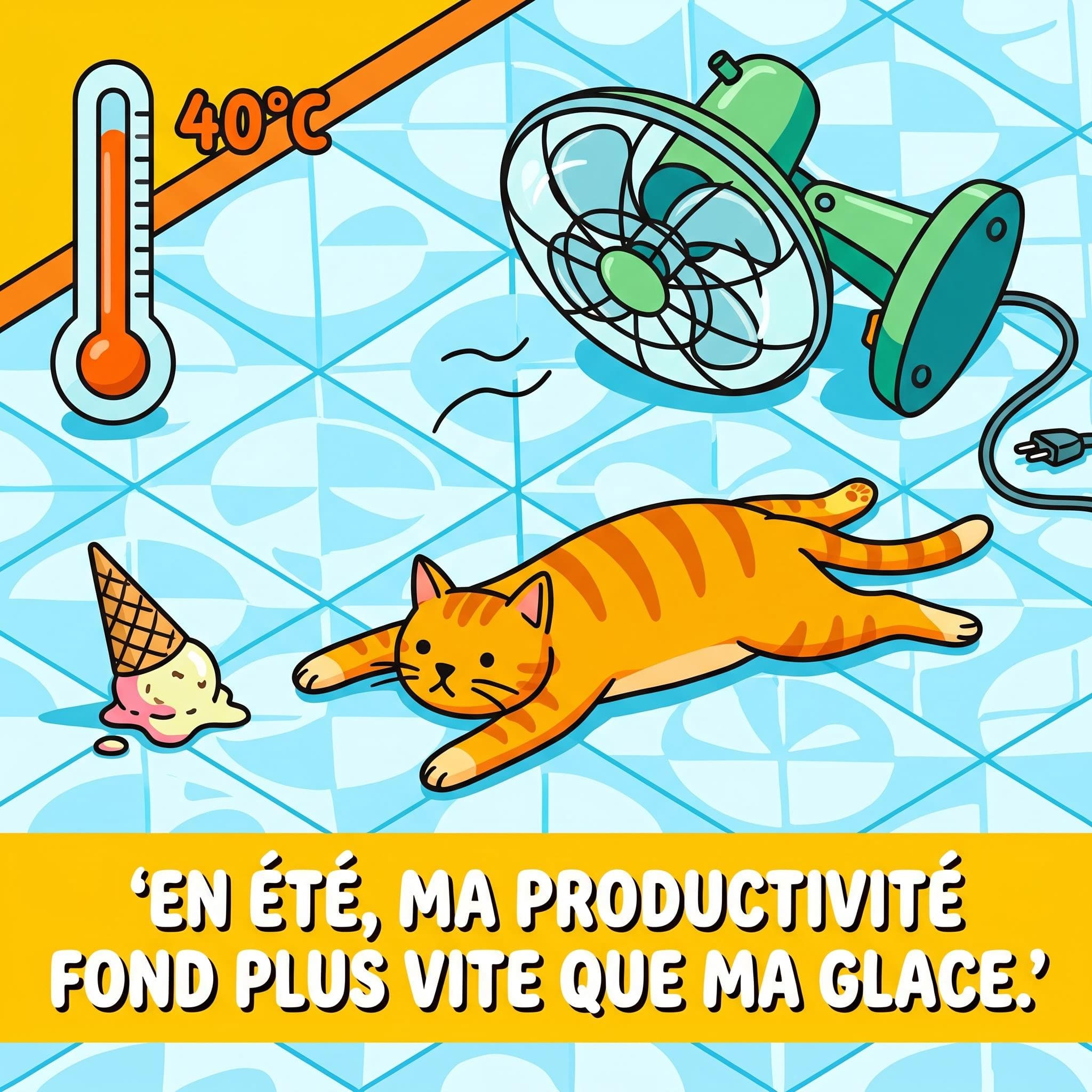 Humour canicule illustration générée par MyEdit IA