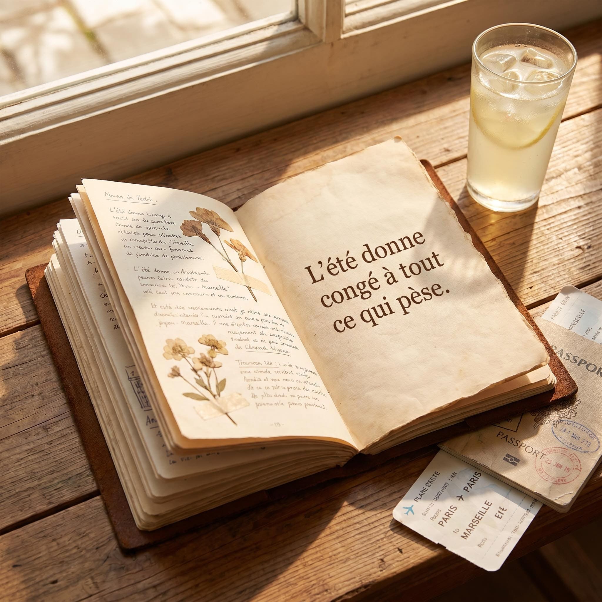Illustration phrase vacances liberté été générée par MyEdit