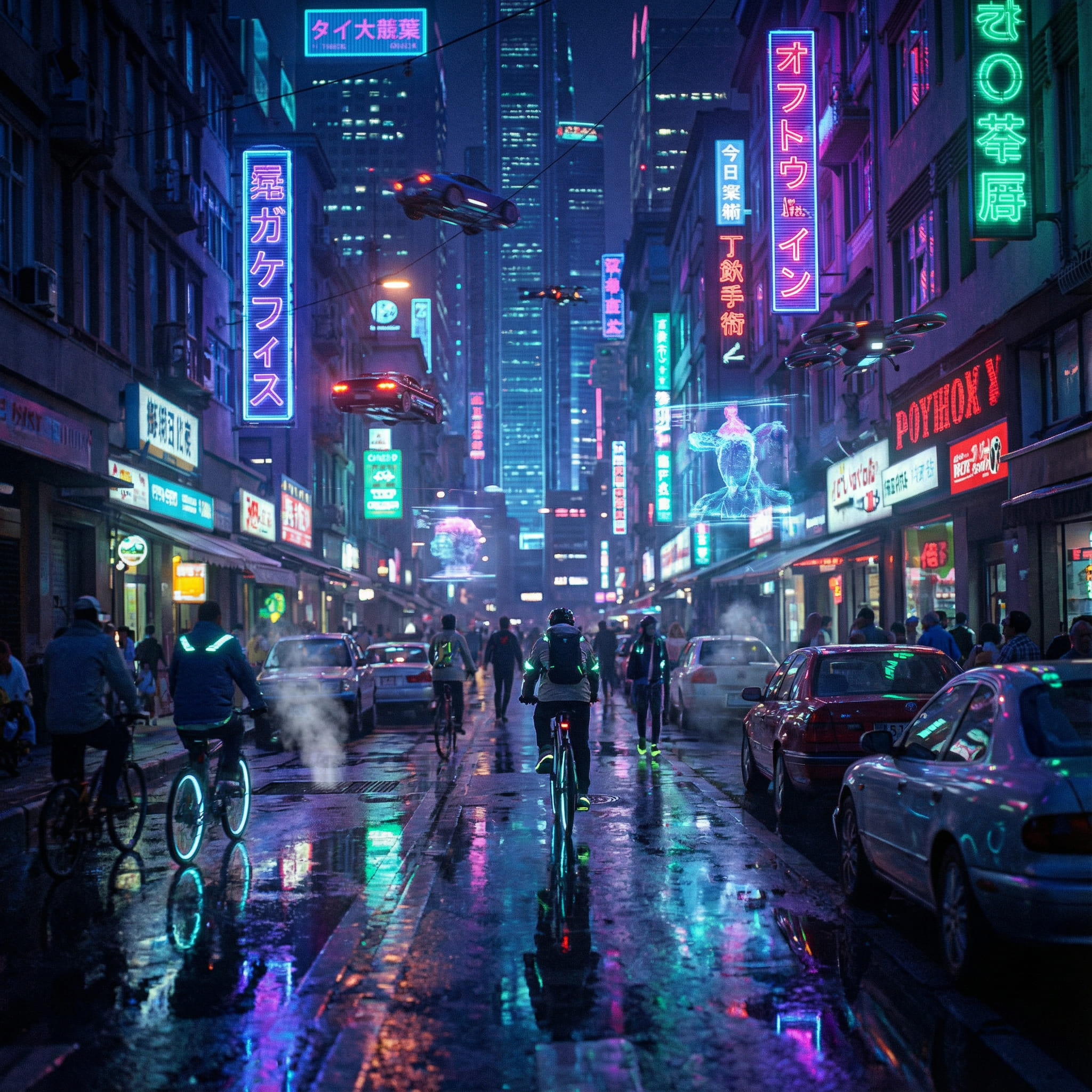 Neon Night City AI Image After