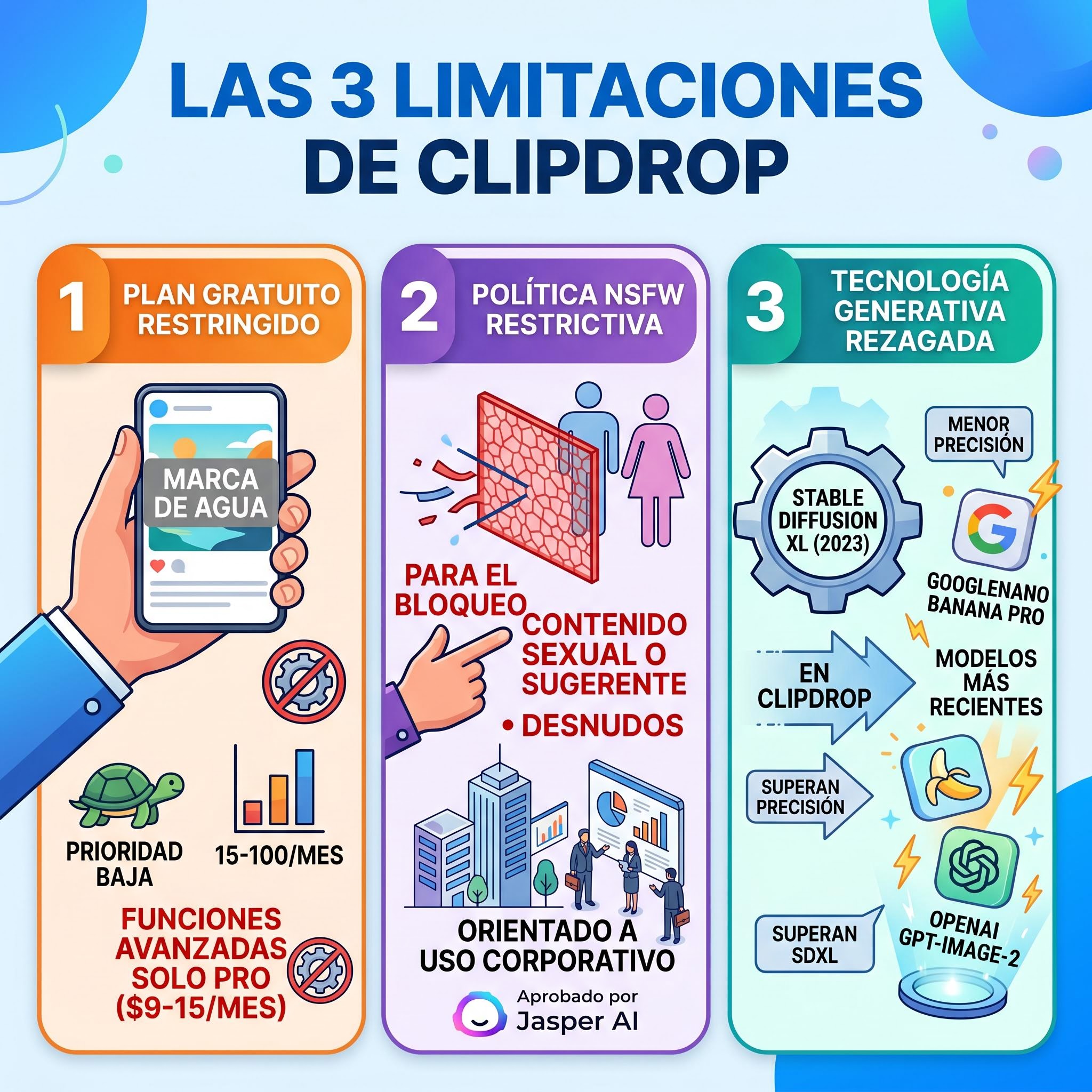 Marca de agua y limitaciones del plan gratuito de ClipDrop