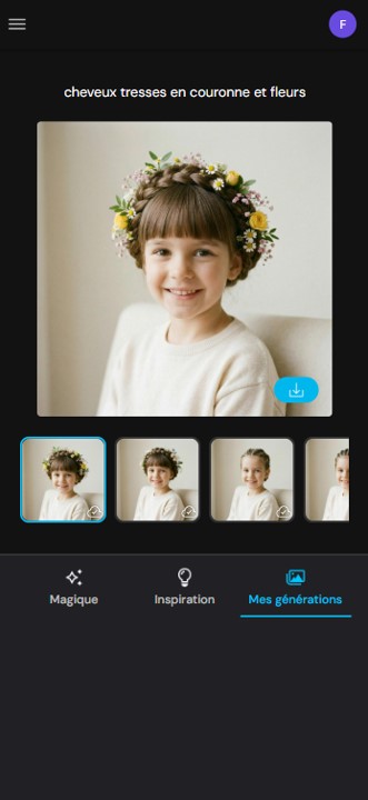 Comparer les coiffures générées pour petite fille sur MyEdit