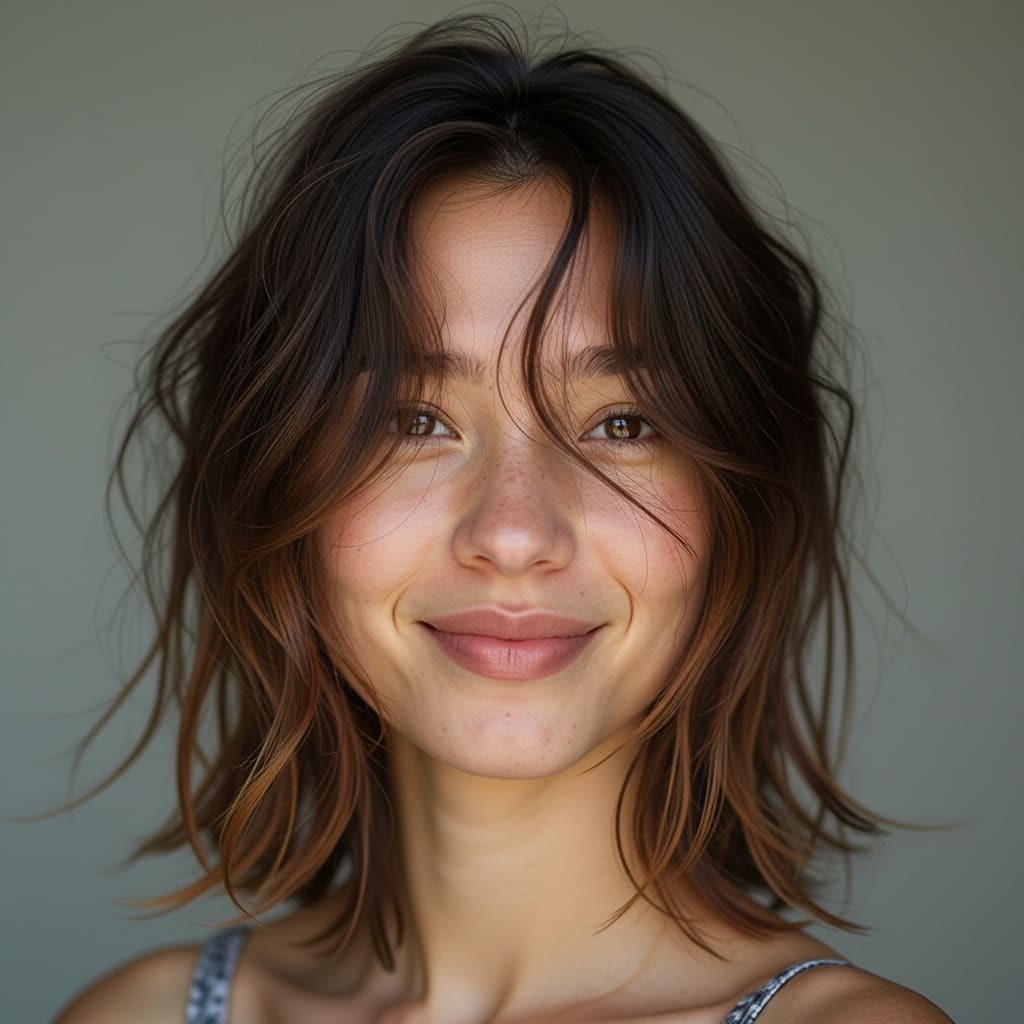 Coiffure Shaggy après