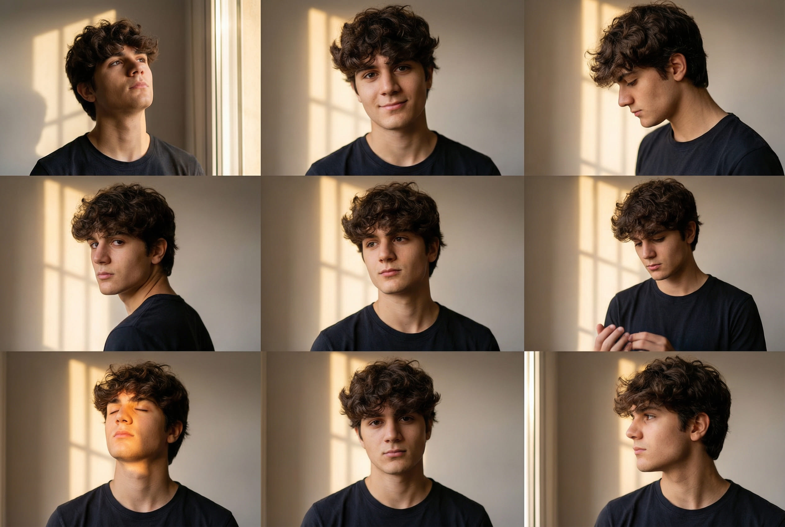 3x3 grid photo collage in golden hour