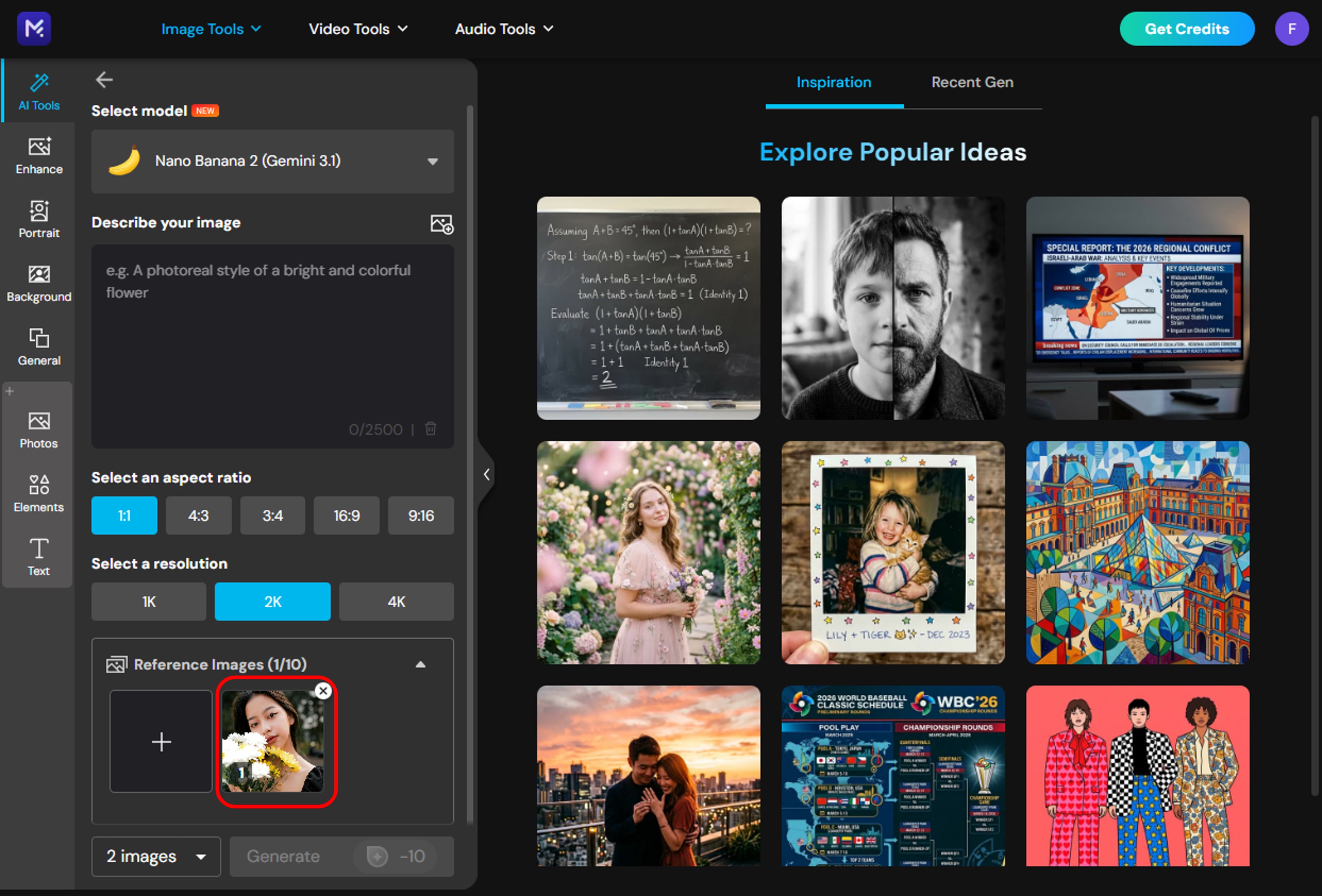 Uploading a reference photo into MyEdit to use as the basis for a coloring page
