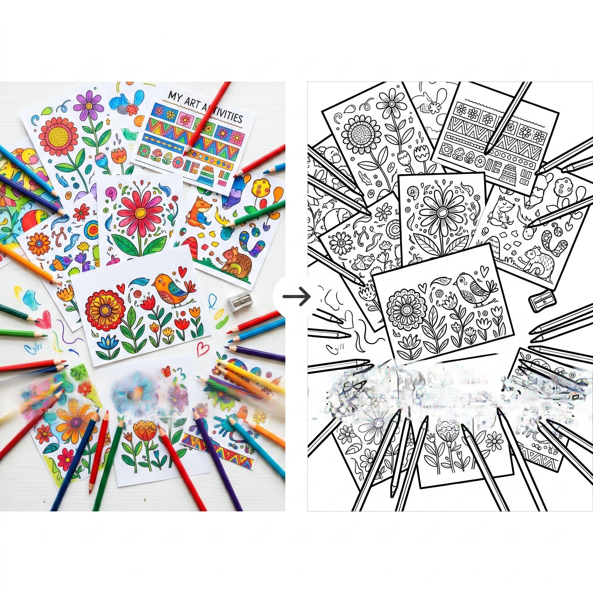 Collection of coloring pages laid out as a printable coloring book for KDP or Etsy