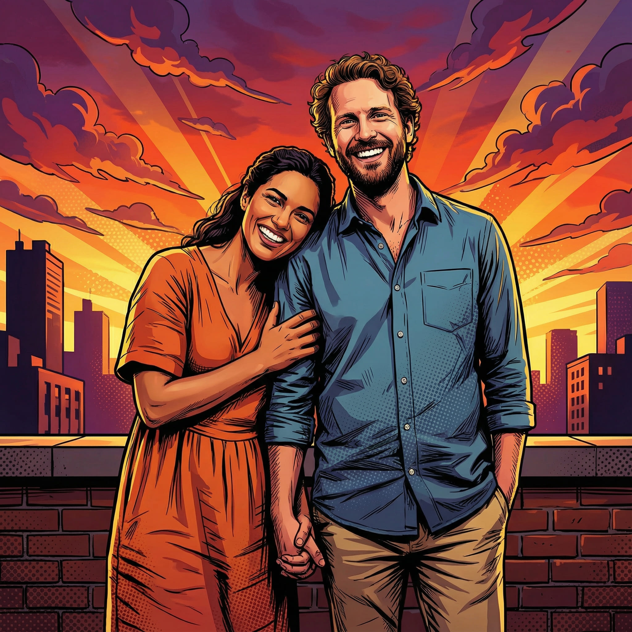 Generated AI Cartoon Couple After