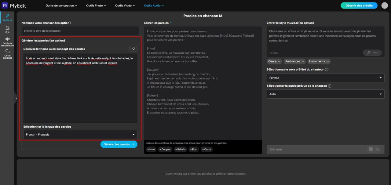 Créer des paroles de rap avec un générateur de rap IA