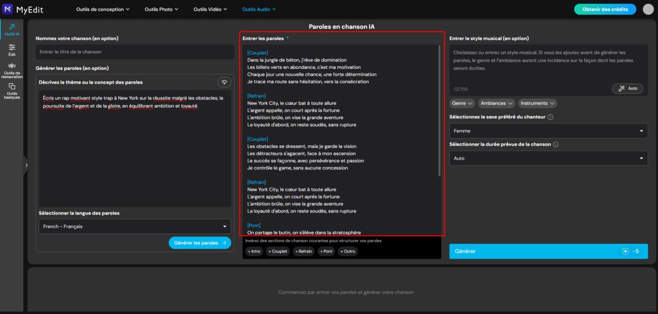 Créer des paroles de rap avec un générateur de rap IA