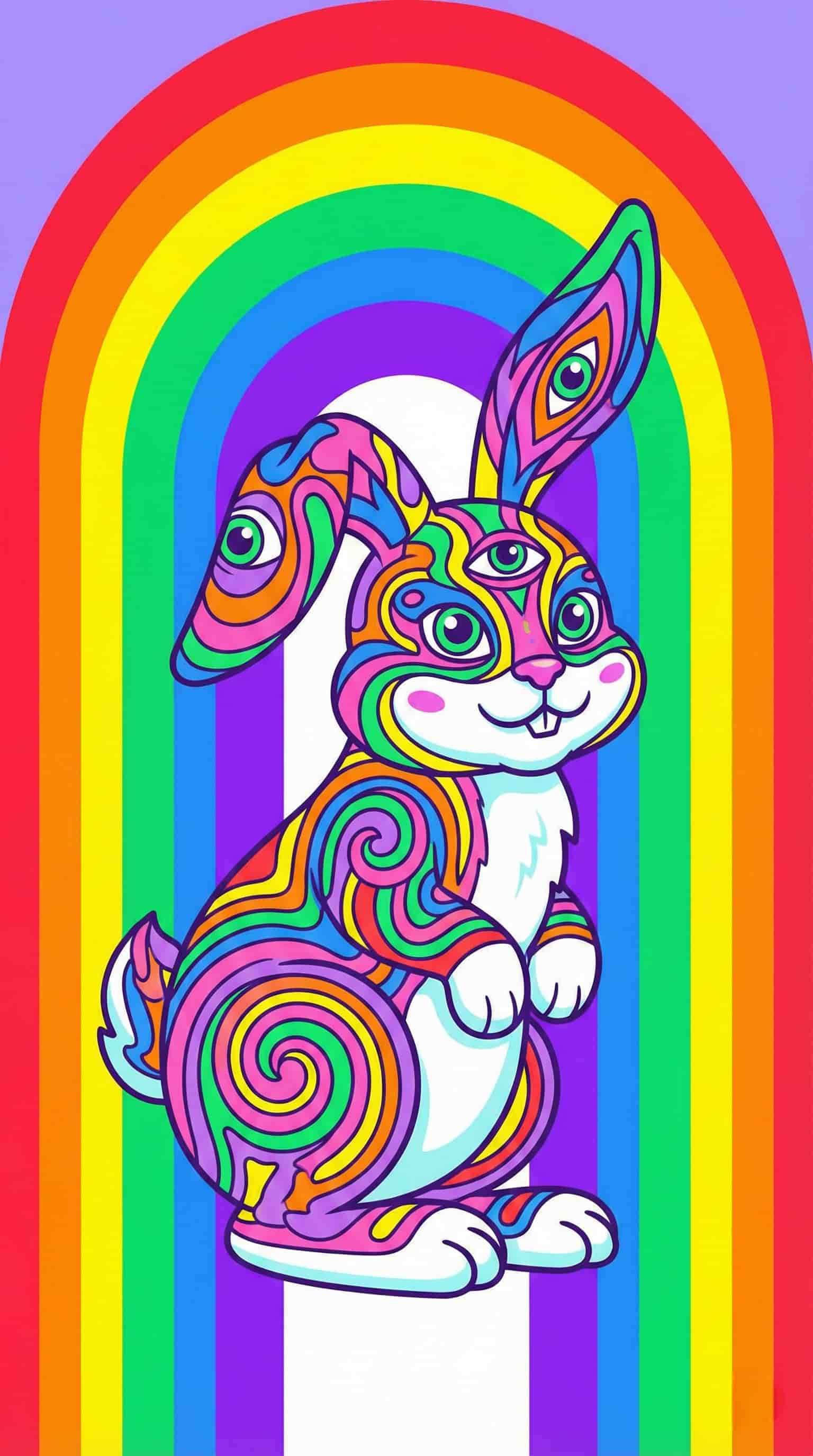 Conejo psicódelico arcoiris generado con un prompt Grok