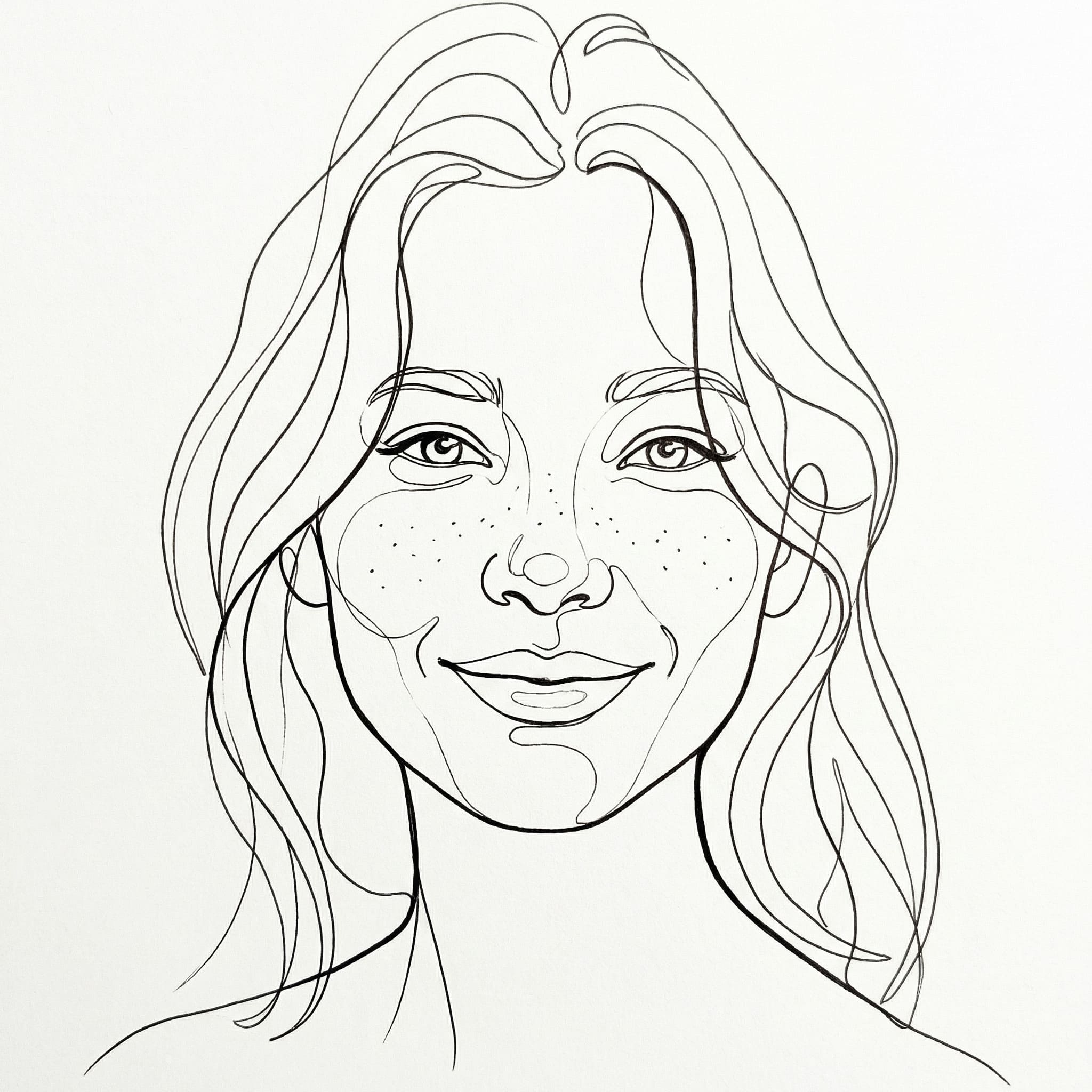 Portrait turned into minimalist continuous line drawing