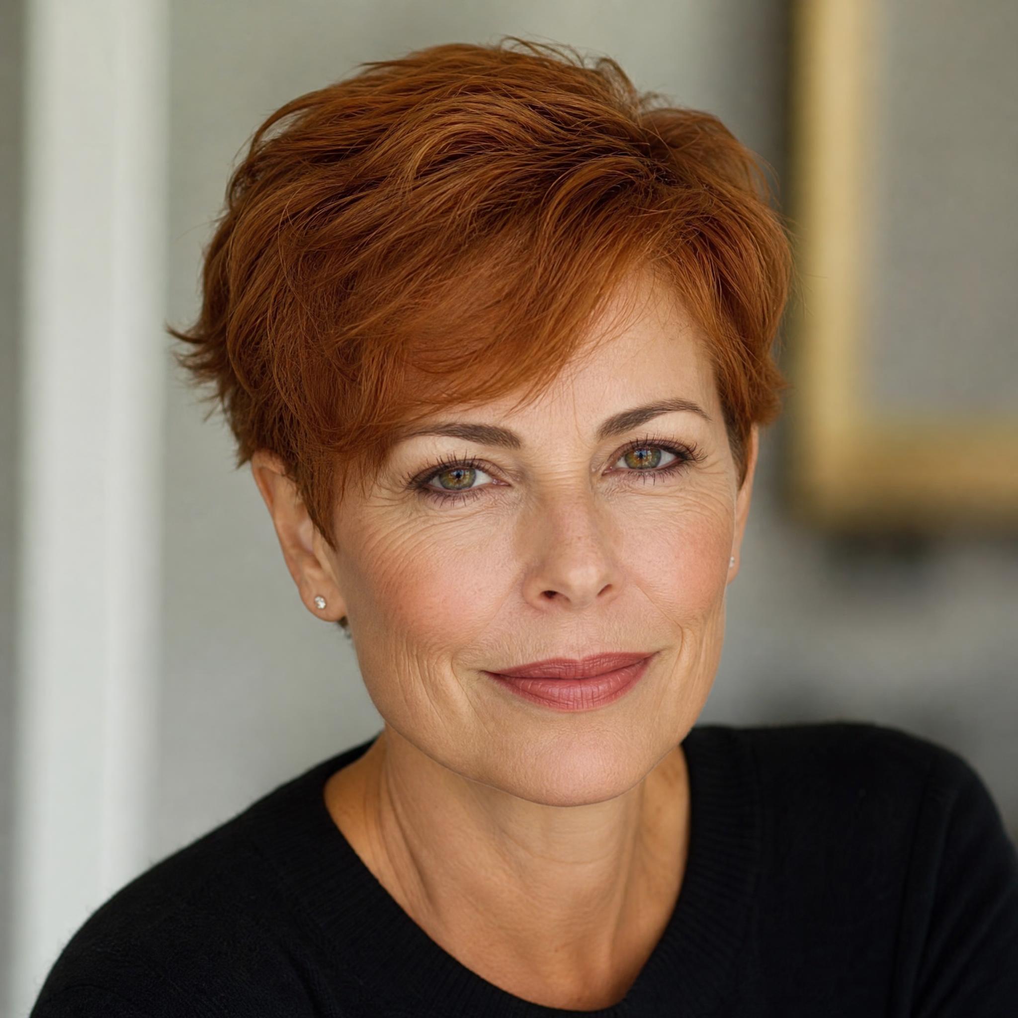 Mujer con corte de pelo bixie