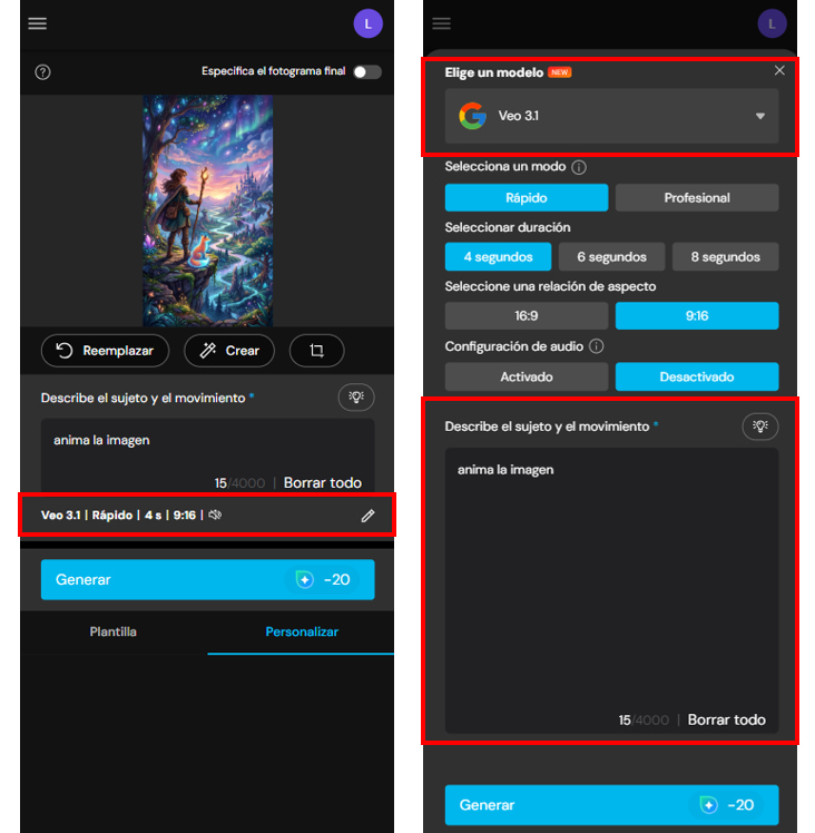 Imagen del proceso para crear fondo de pantalla animado con MyEdit