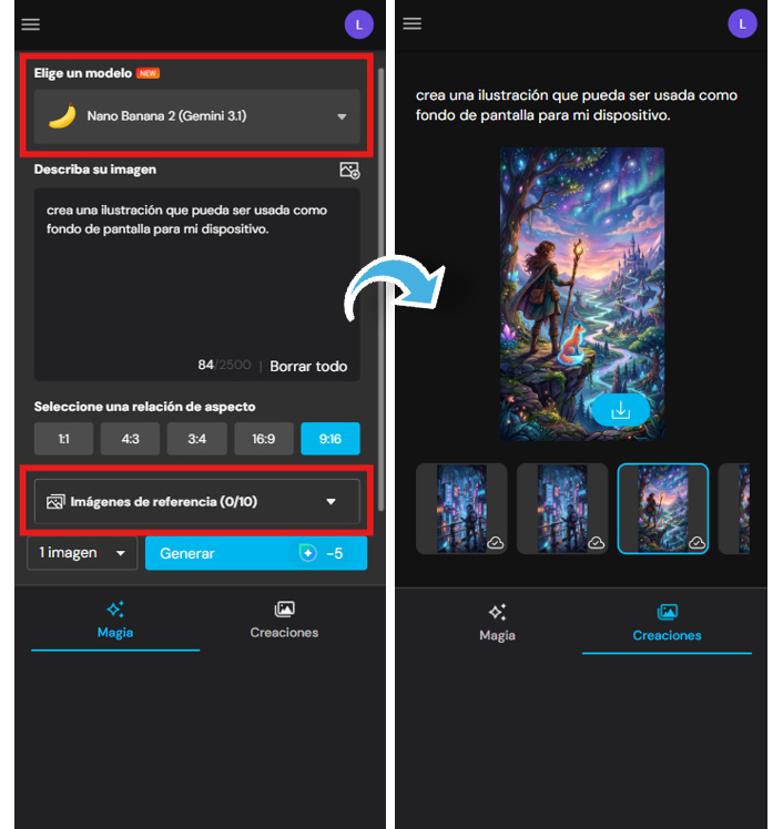 Imagen del proceso para crear fondo de pantalla con MyEdit