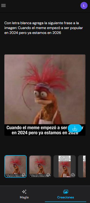 Interfaz de MyEdit para crear imágene con IA