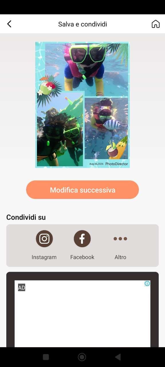 PhotoDirector - salva e condividi il collage