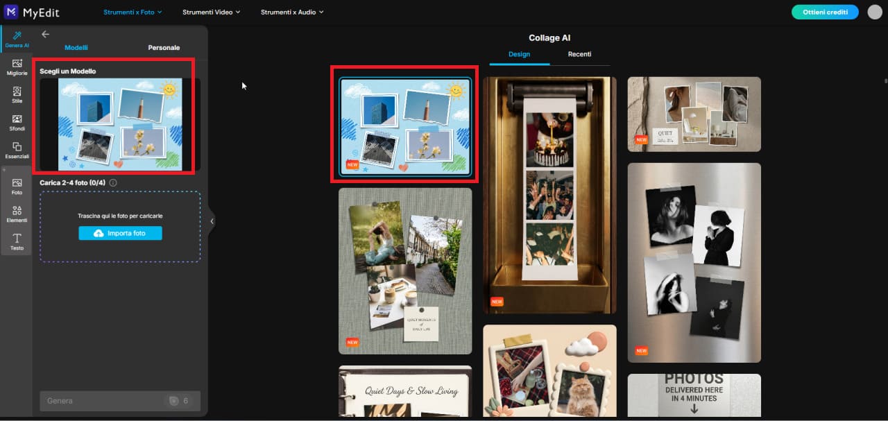 MyEdit - scegli un modello di collage AI” figclass=