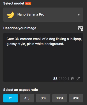 Enter prompt to create your own emoji