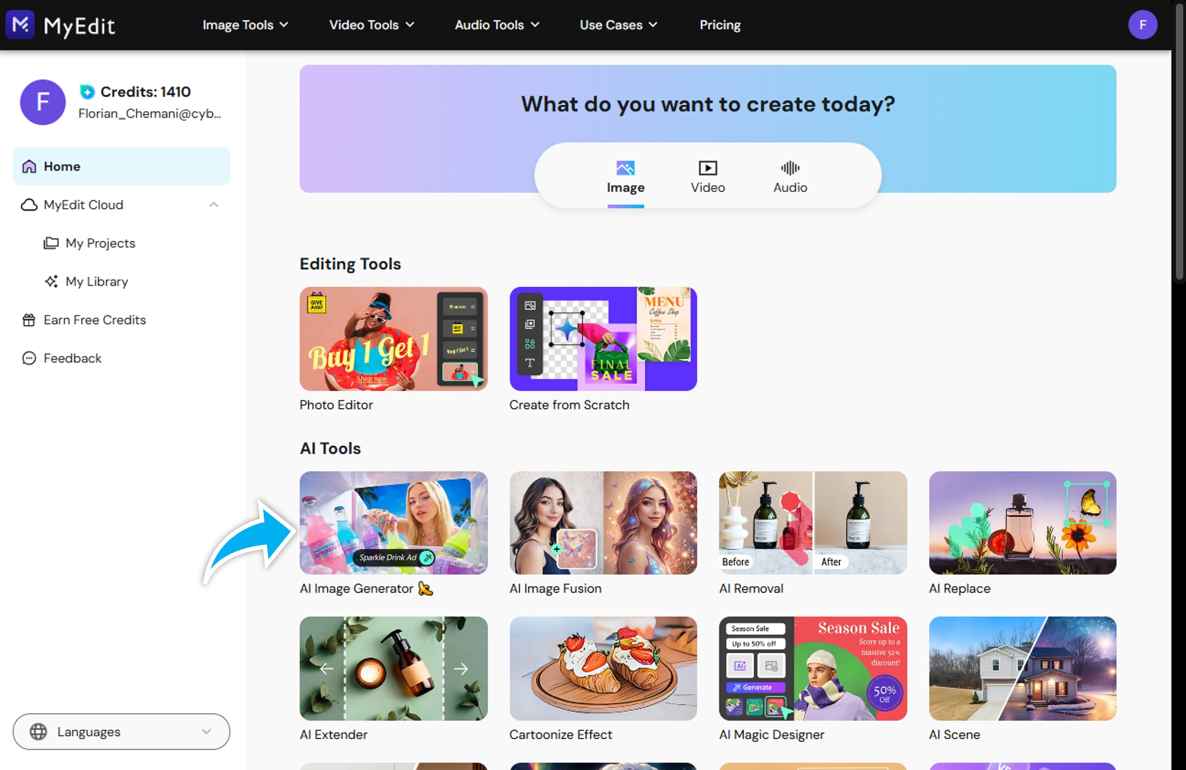 Ouvrir MyEdit AI Image Generator