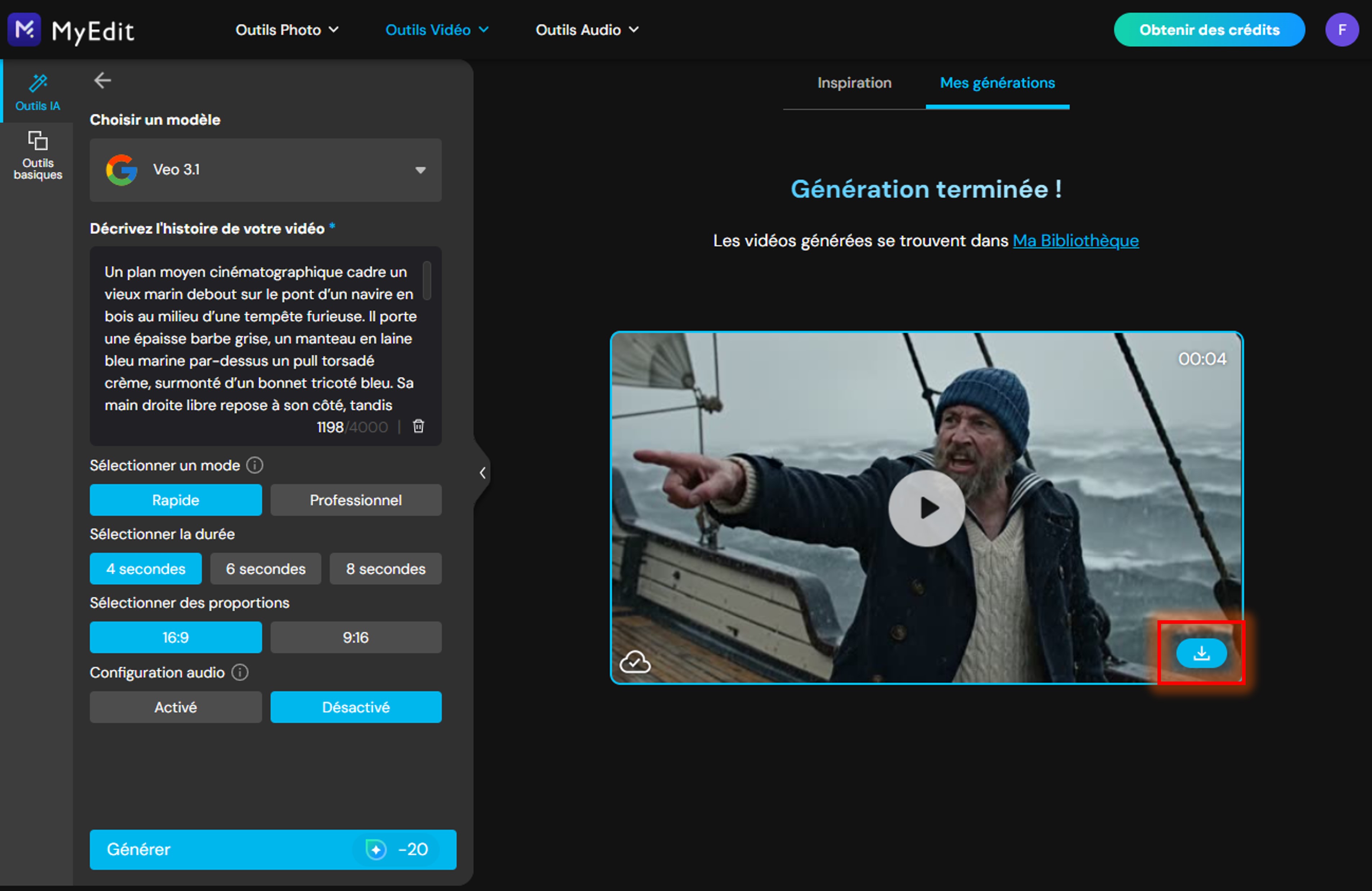 Tutoriel MyEdit Génération Vidéo IA