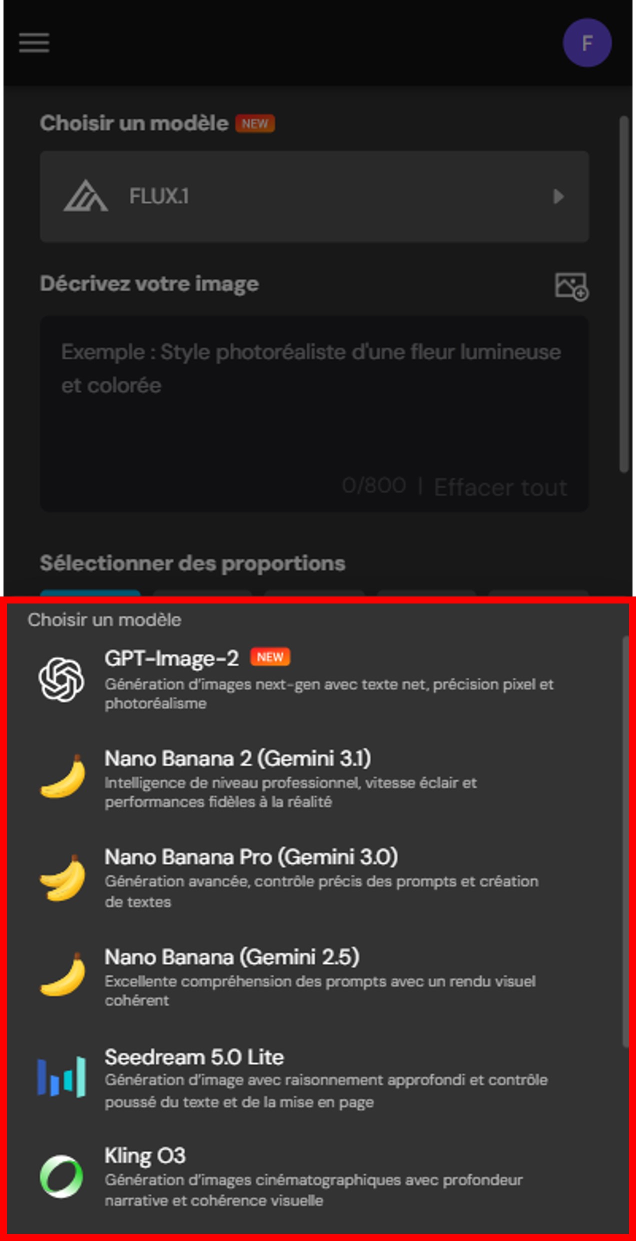 Choisir un modèle IA dans MyEdit