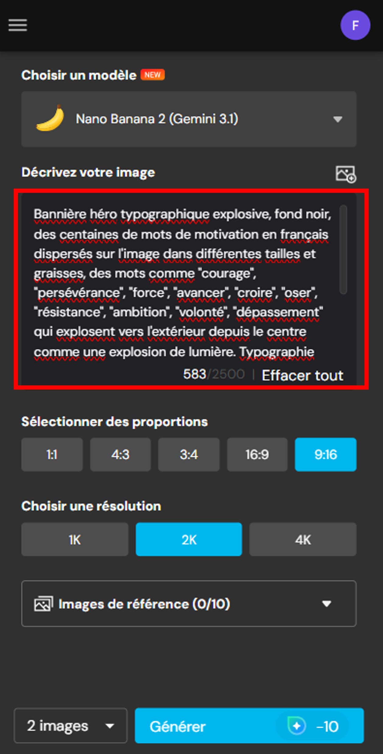 Décrire son image avec un prompt dans MyEdit