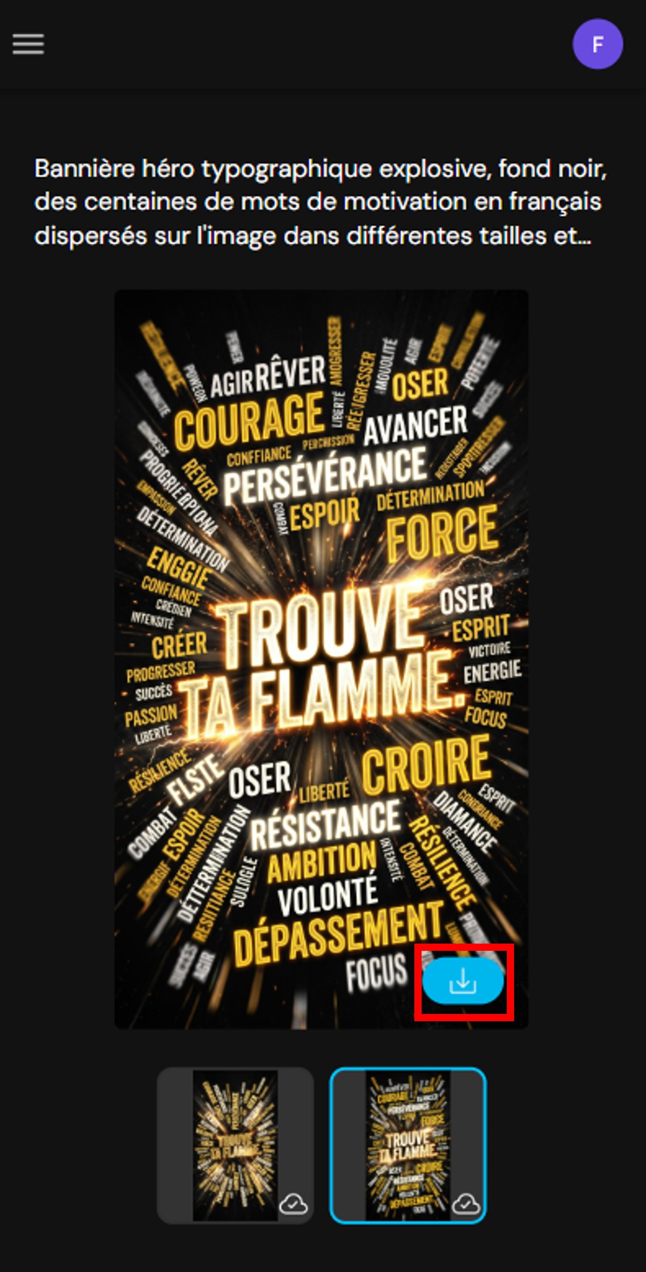 Générer et télécharger son image motivante avec MyEdit