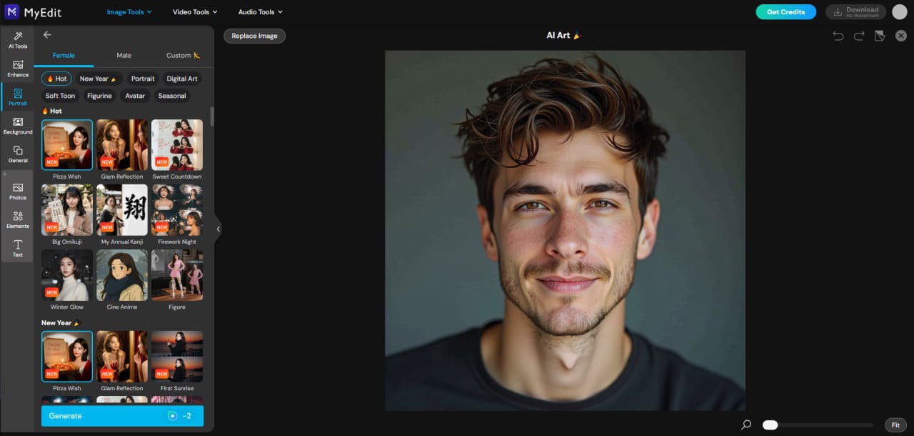 Upload portrait reference