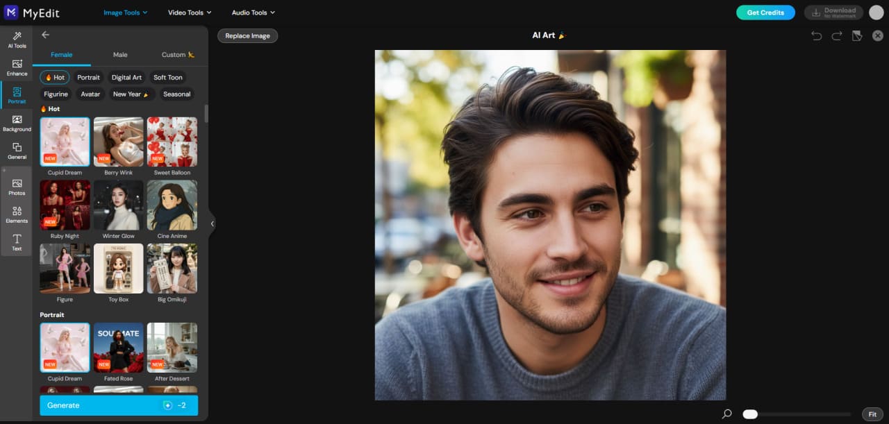 Upload portrait reference for Nano Banana AI