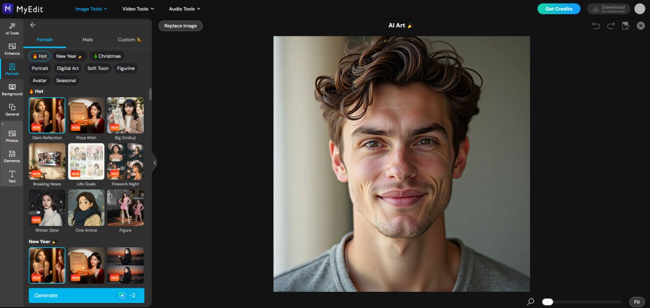 Upload portrait reference