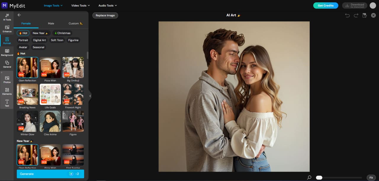 Upload portrait reference photo