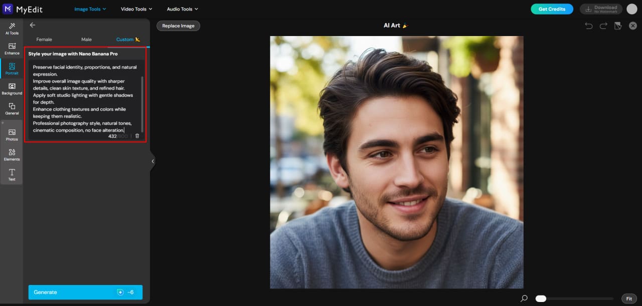 Enter Nano Banana prompt with reference image