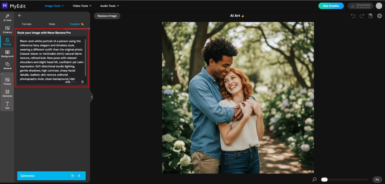 Type couple prompt in AI Art