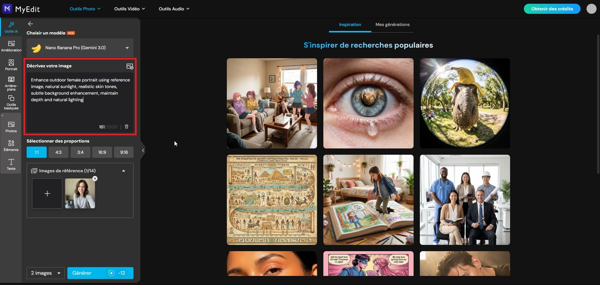 Entrer un prompt Nano Banana avec image de référence