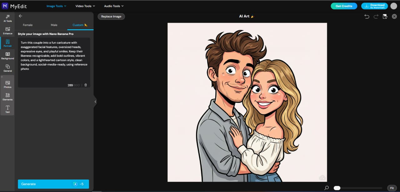 Generiertes KI-Porträt mit Referenzfoto