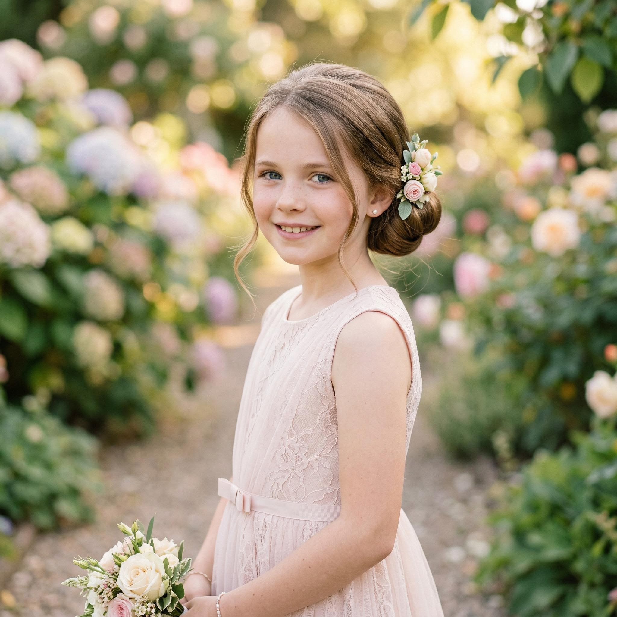 Cute bun little girl hairstyle