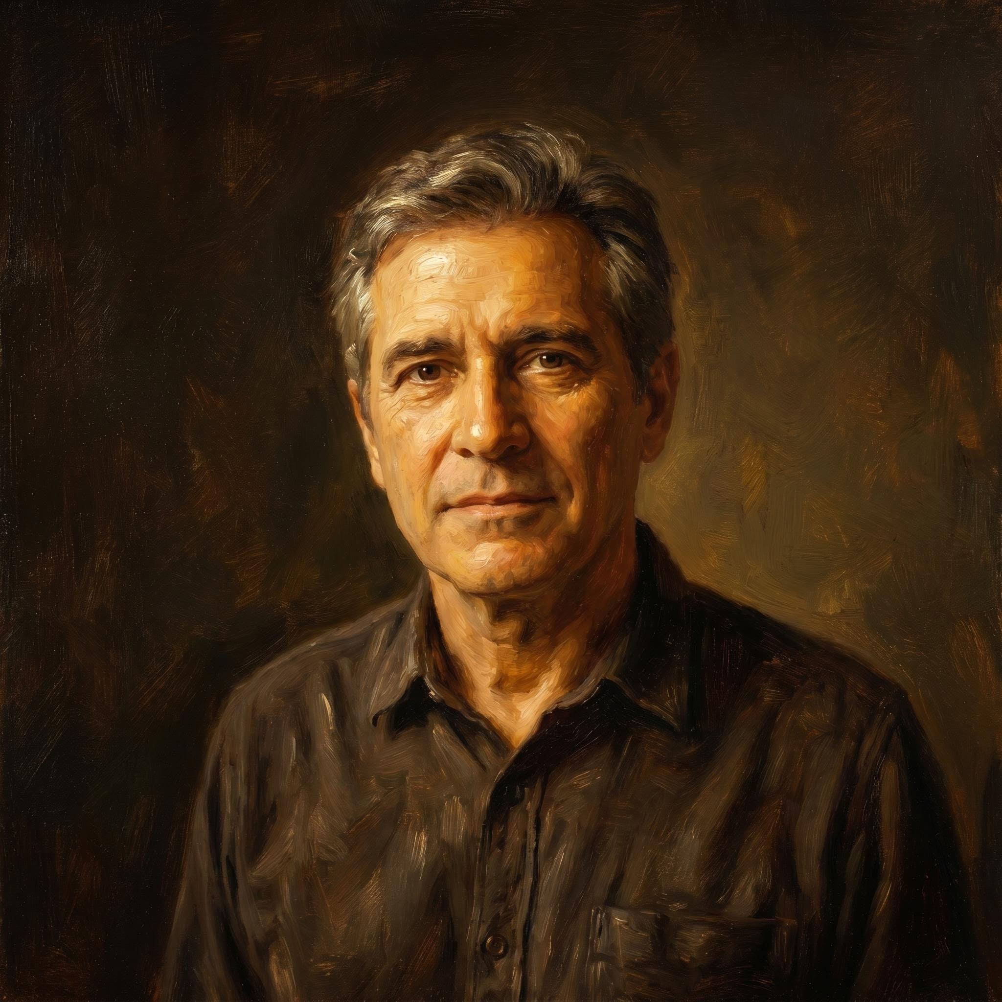 Classical oil painting portrait of dad created with AI