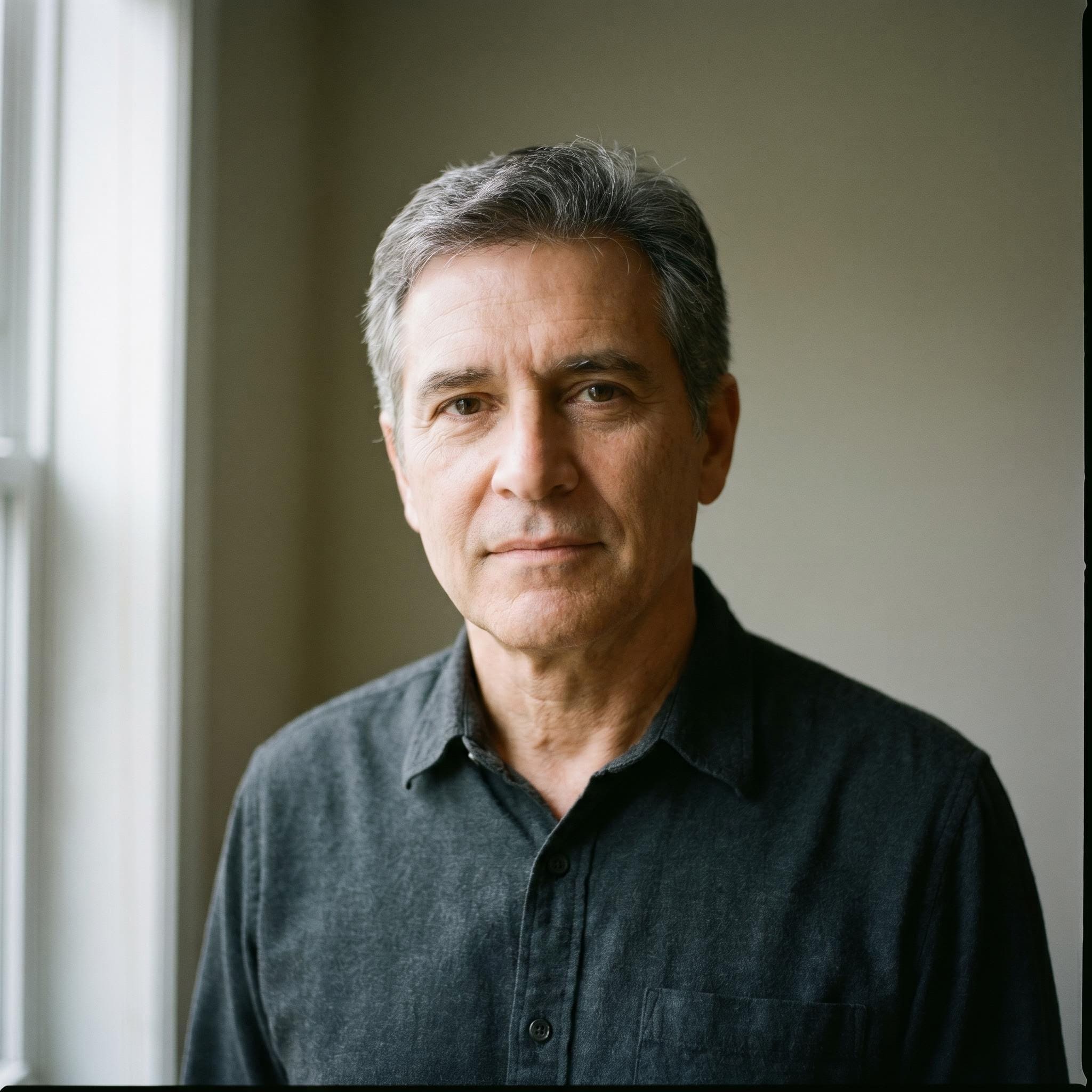 Original photo of dad before AI oil painting transformation