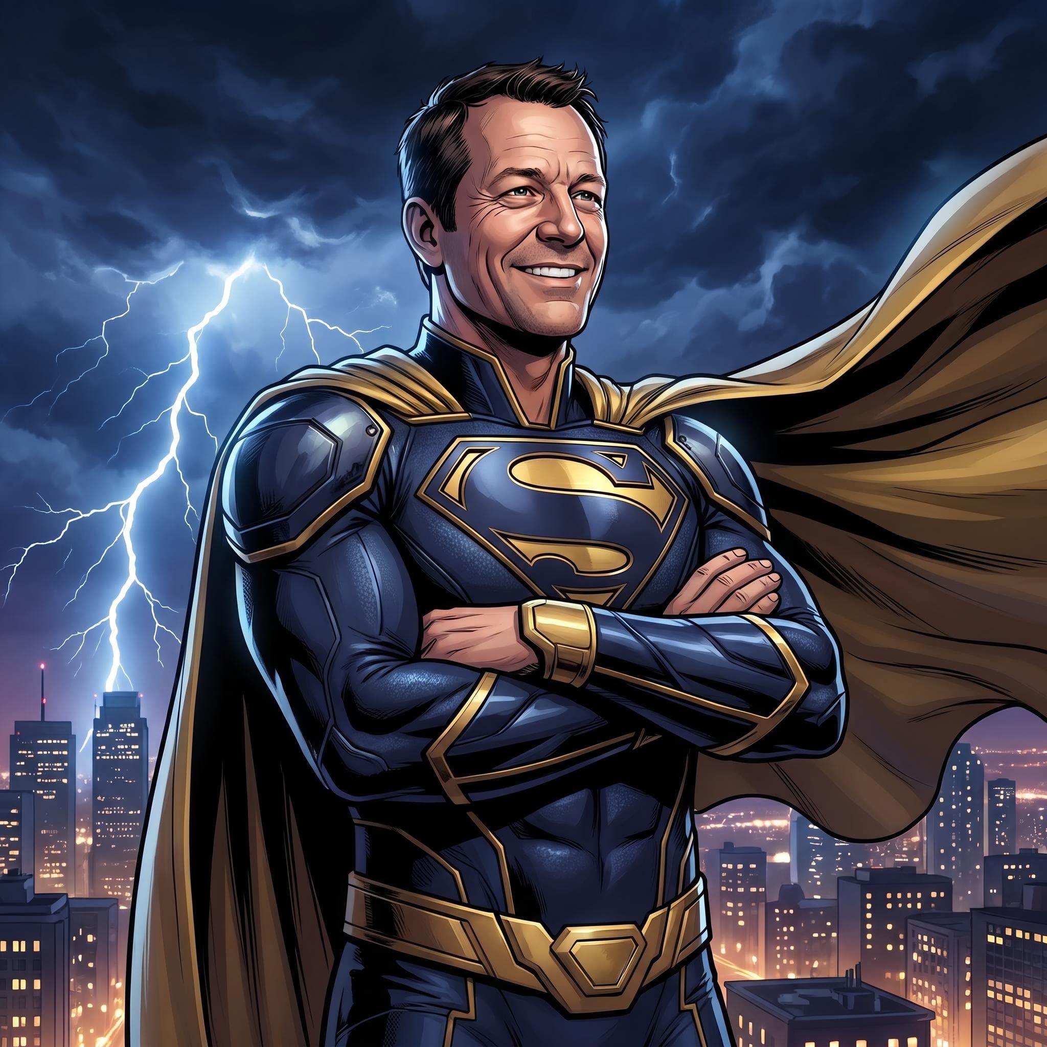 Dad transformed into superhero illustration with AI