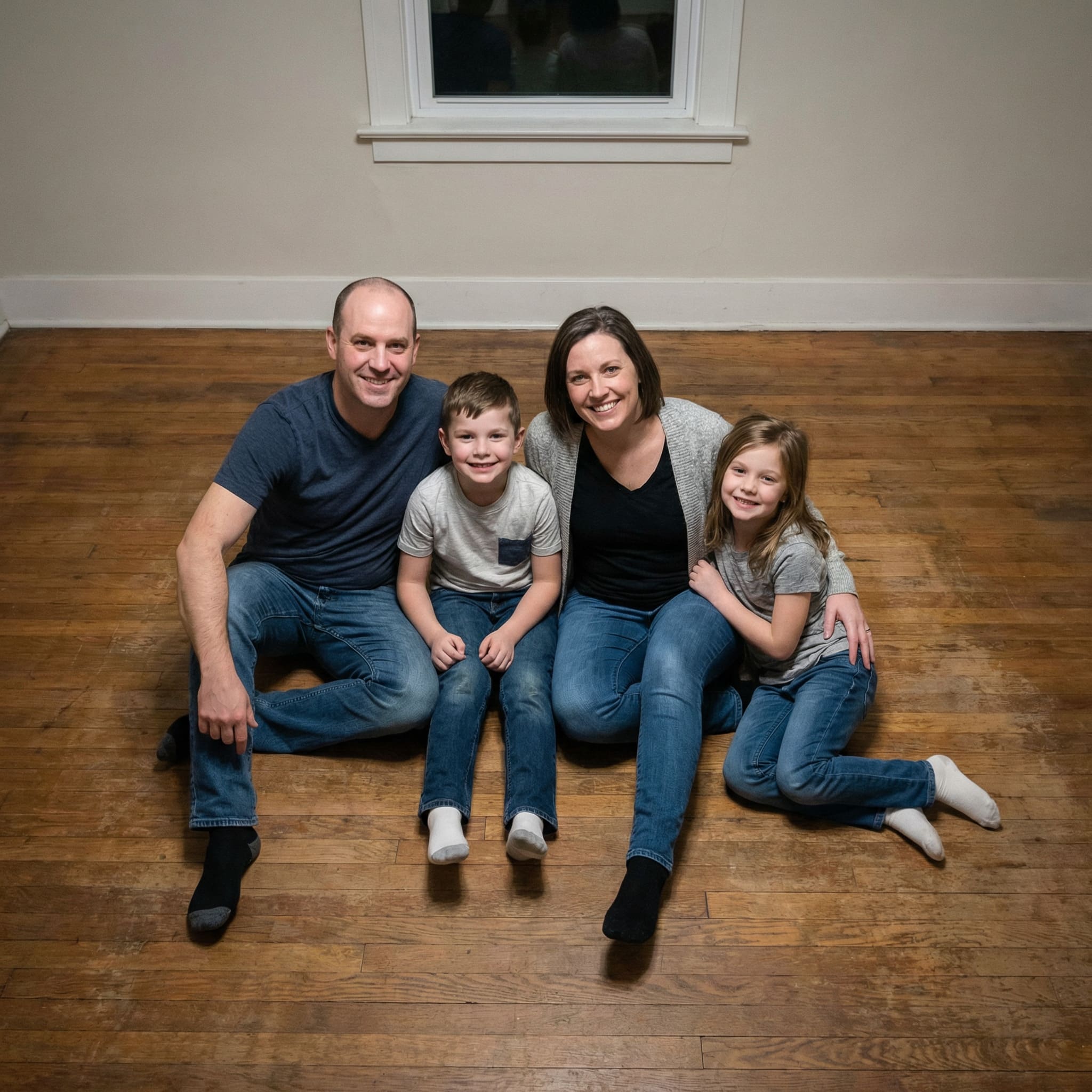 Original family photo before AI dark moody transformation