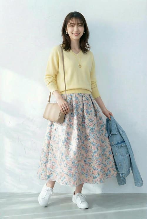 お花見デートコーデ