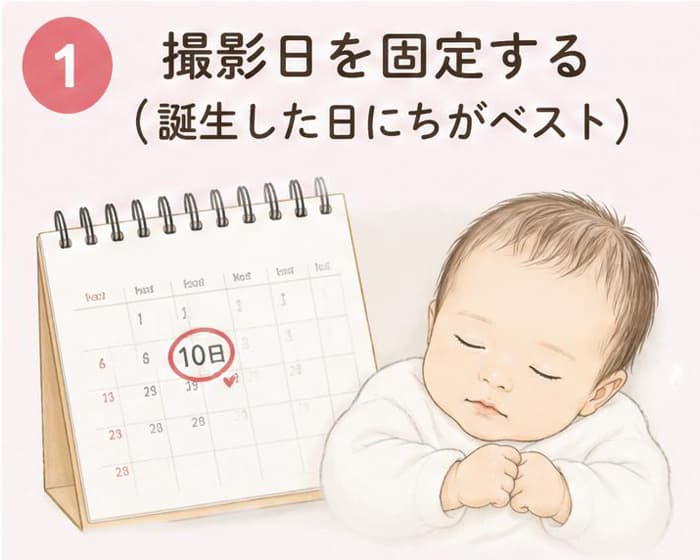 月齢フォト撮影日を固定する