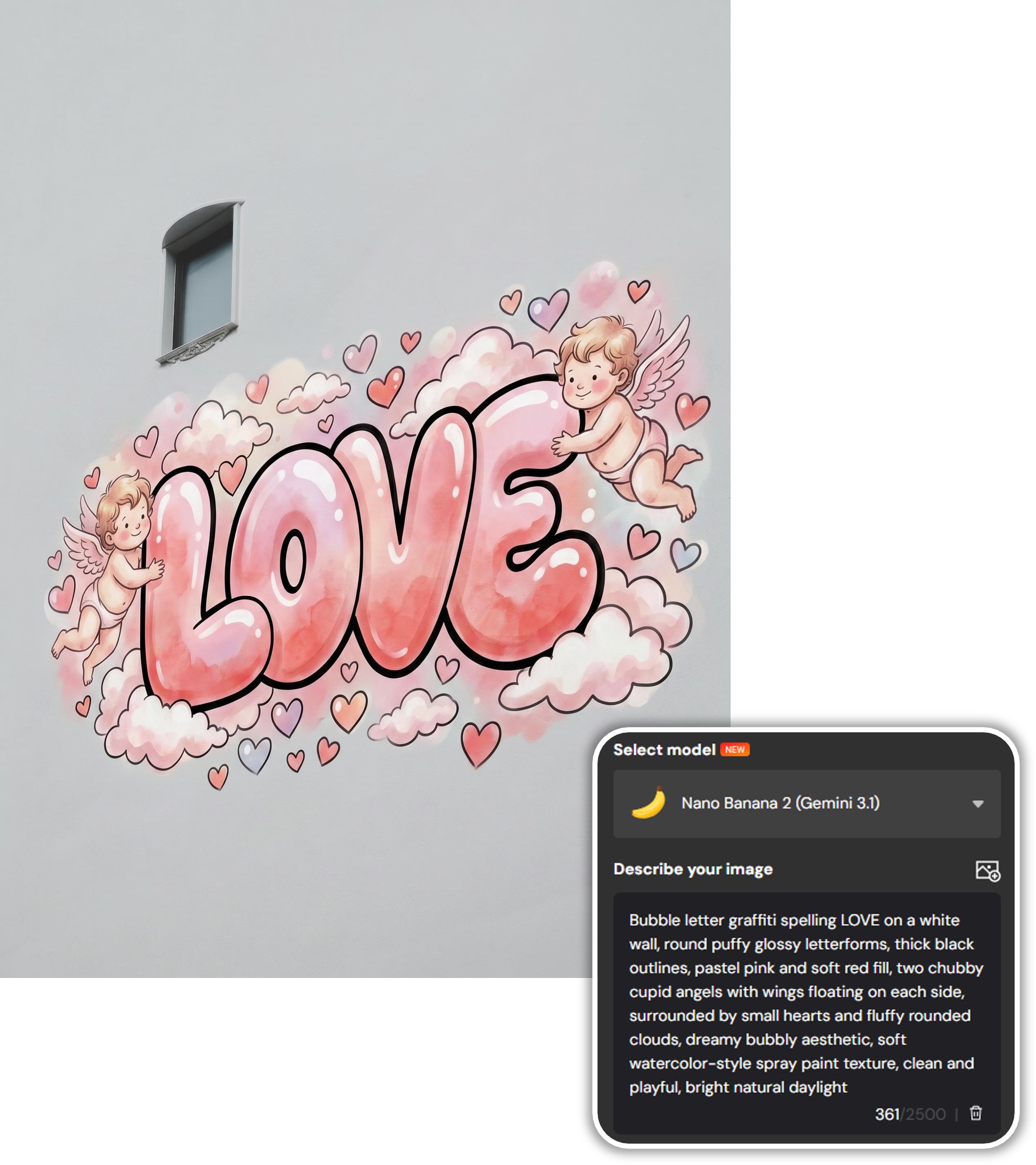 Step-by-step tutorial showing how to create AI graffiti art using MyEdit AI Image Generator