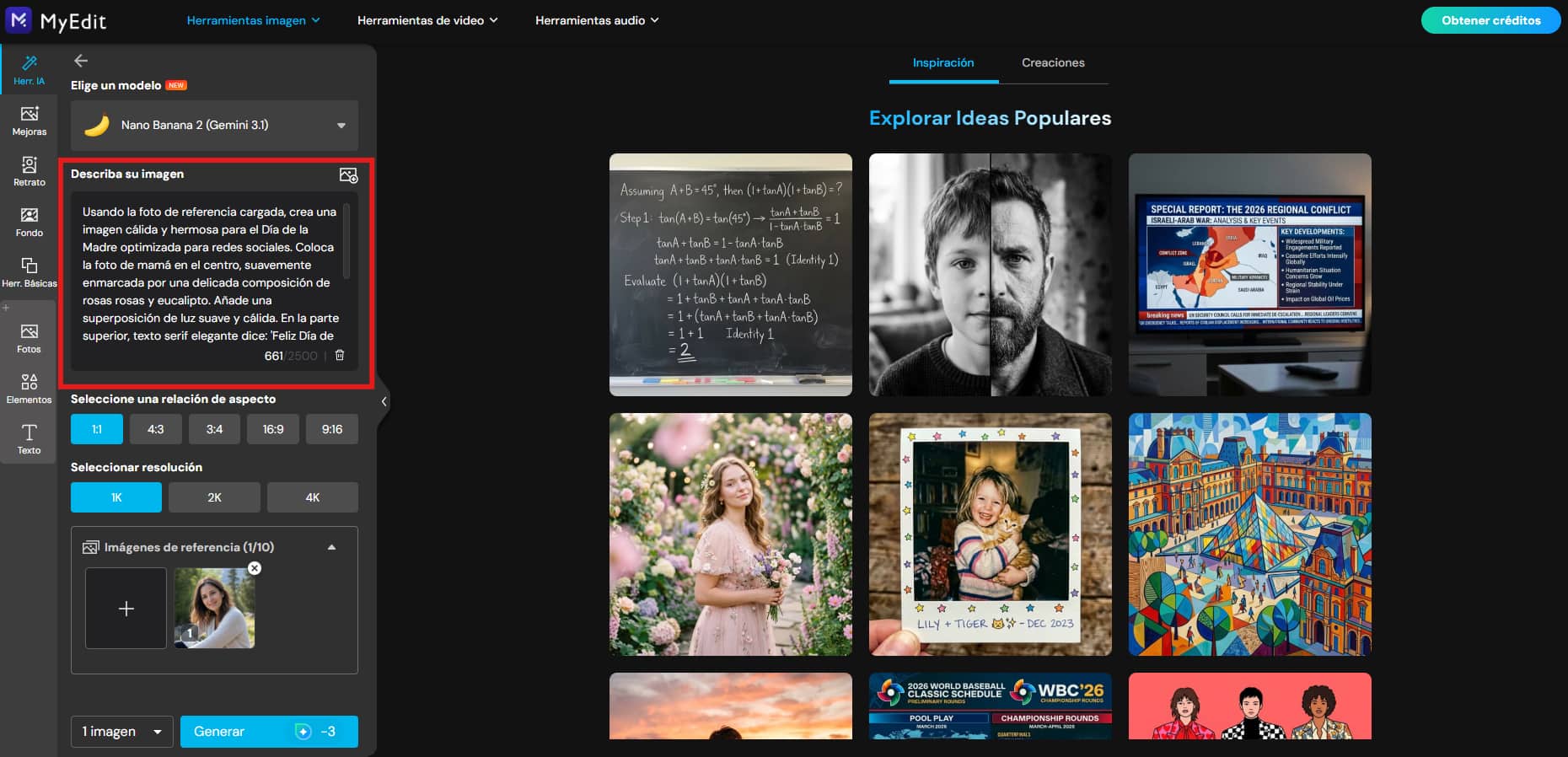 Introducir el prompt del Día de la Madre en MyEdit