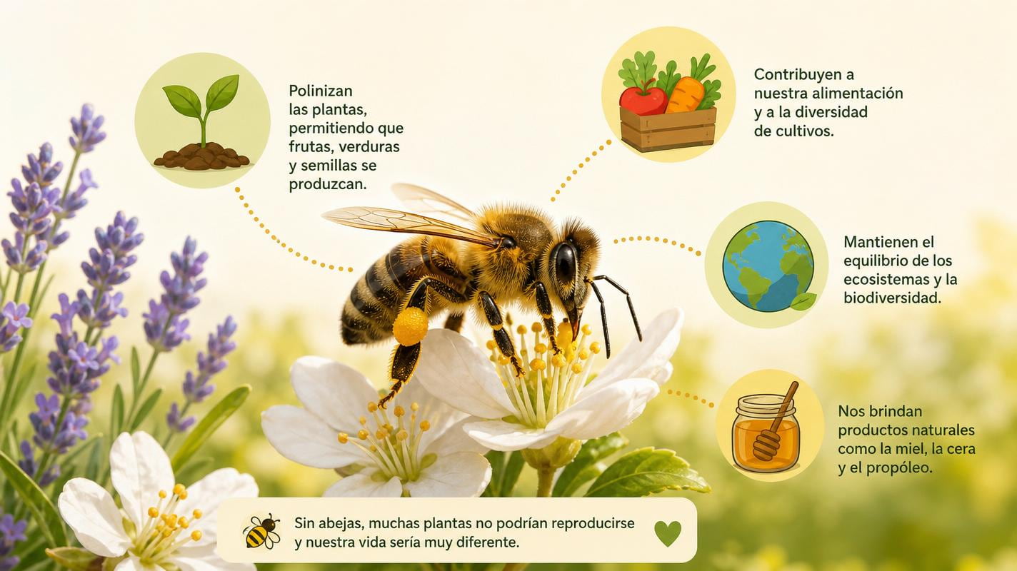 Abeja polinizando una flor en el Día Mundial de las Abejas
