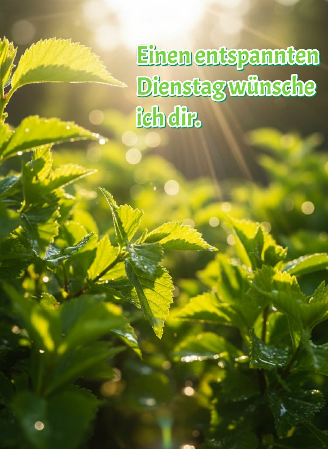 Dienstagsbild mit Gruß: 'Einen entspannten Dienstag wünsche ich dir.'